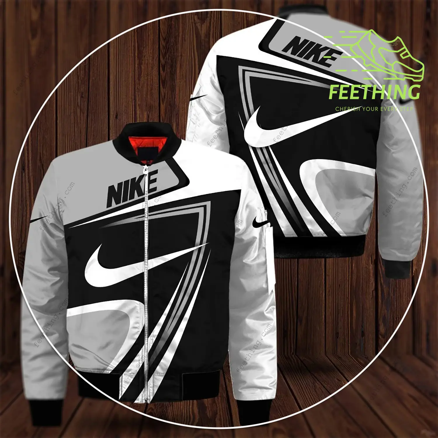 Nike black white grey luxury brand bomber jacket outfit for men women